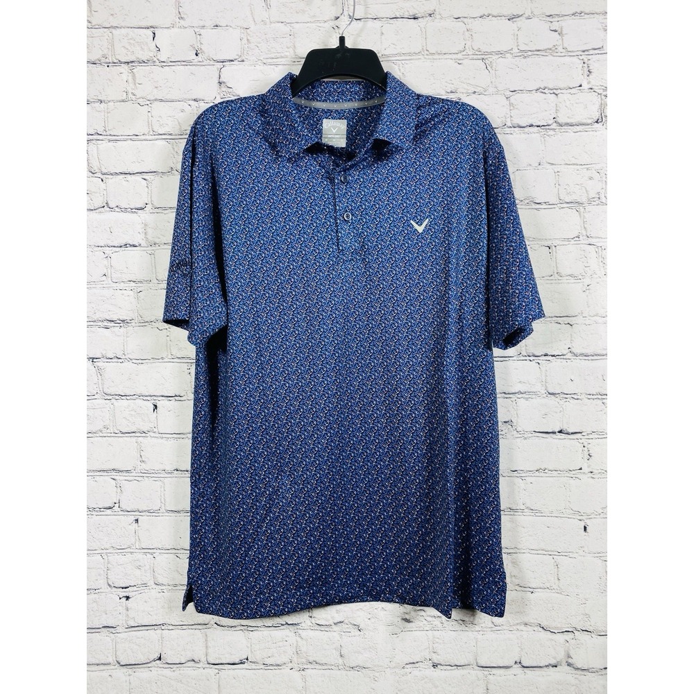 Callaway Opti-Dri Men's Golf All Over Print Polo Blue Size M